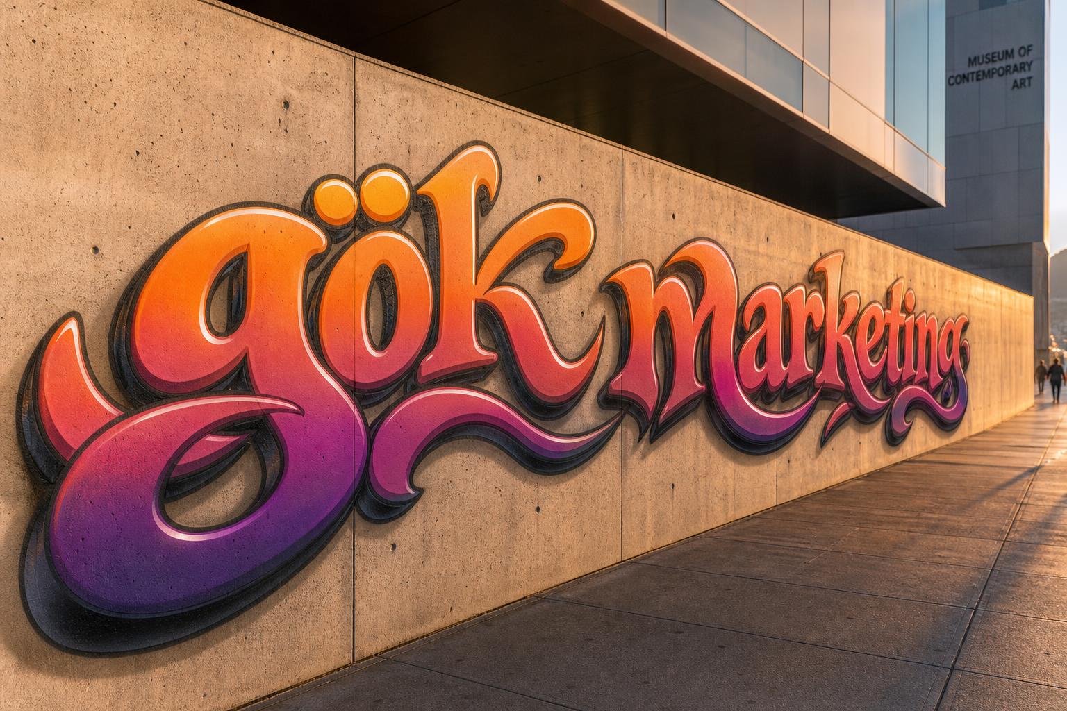 KI-Konzeptvisualisierung: Wildstyle · Rund mit Beispielmotiv »gök marketing« auf einem Zugwaggon
